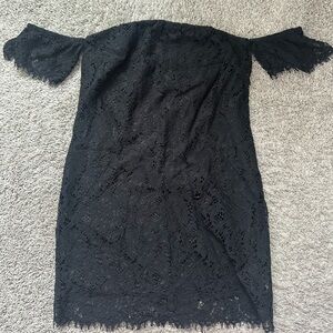 Dynamite Black Off-Shoulder Lace Mini Dress